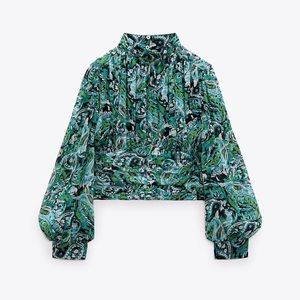 Zara Green Patterned Blouse